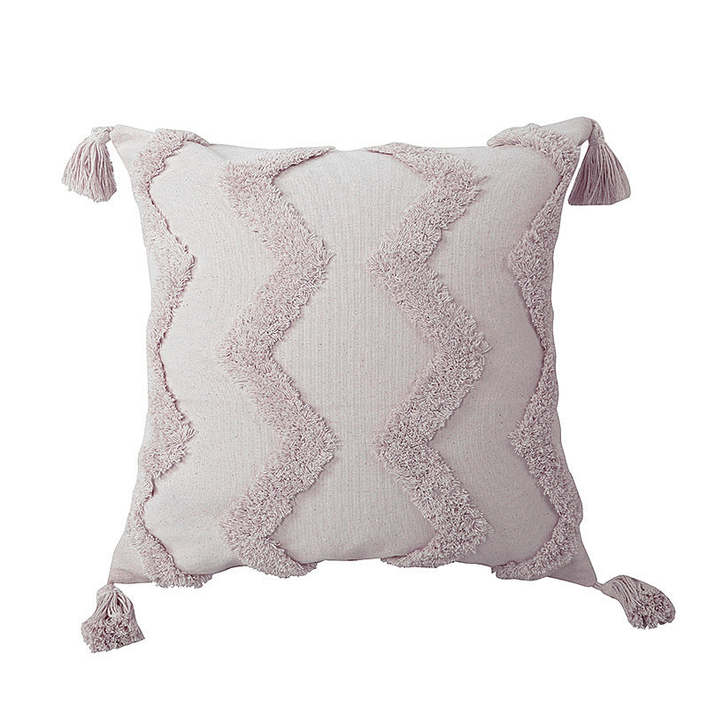 Tufted Cotton-Linen Cushion Cover – 45×45cm | Boho Textured Throw Pillowcase