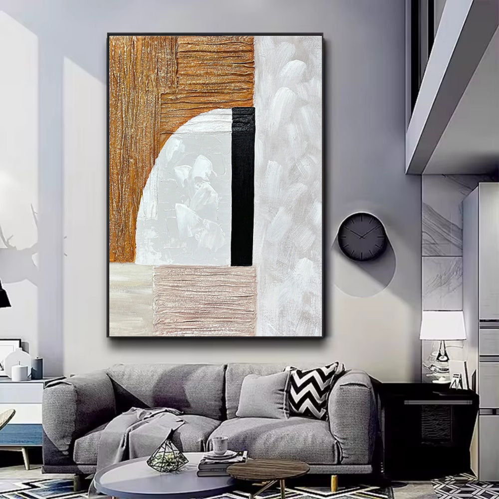 Modern Gold Simple Abstract Handmade Oil Painting Original Decoration Living Room Contemporary Home Decor Wall Art