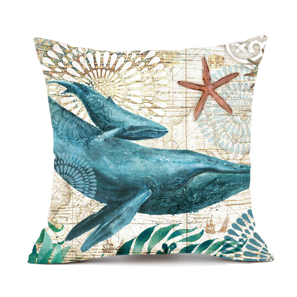 Turtle Printed Cushion Cover – 45x45cm | Modern Throw Pillow Case