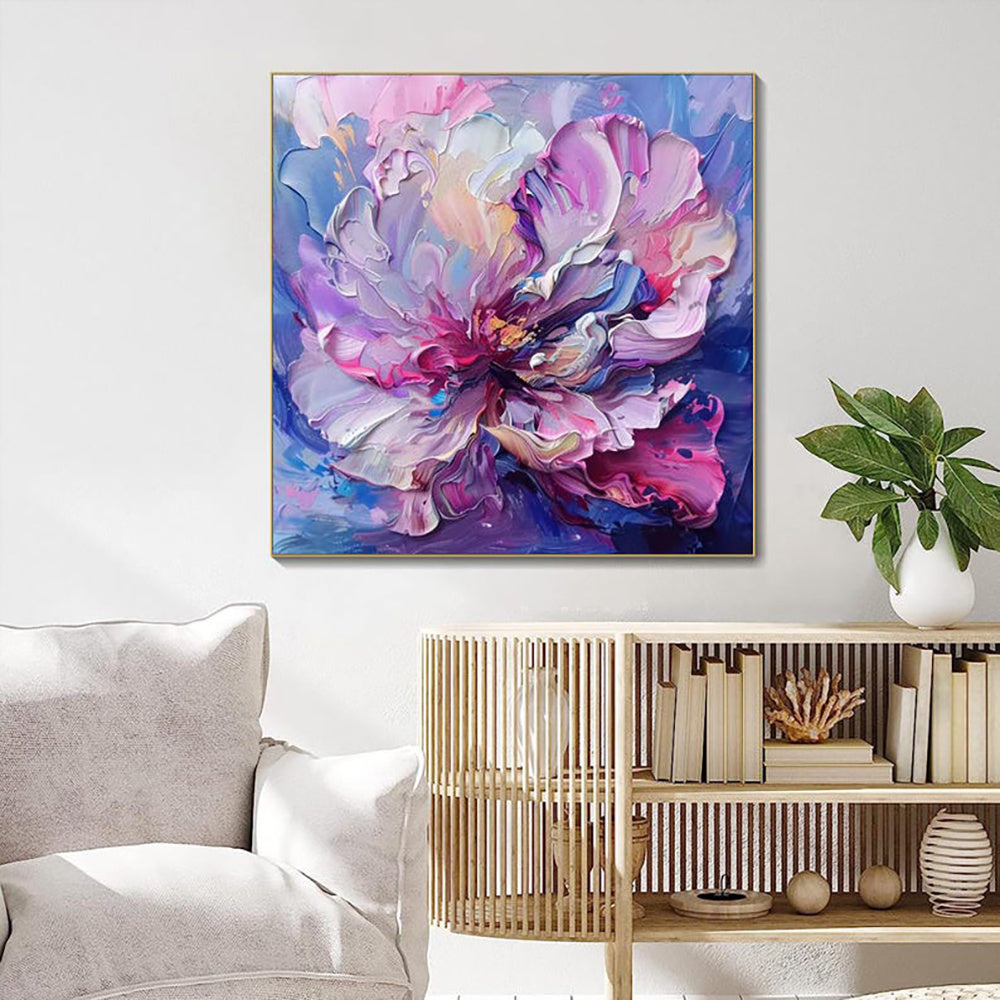 Handmade Oil Painting Canvas Wall Art Decoration Abstract Big Purple Flowers Pictures For Home Decor Rolled Frameless Unstretched Painting