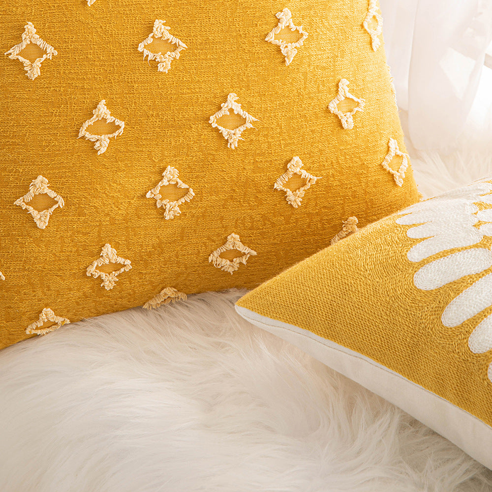 Golden Bloom Cushion Cover – 45×45cm | Yellow Throw Pillowcase (Multiple Styles)