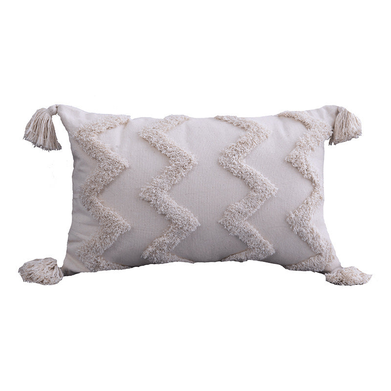 Tufted Cotton-Linen Cushion Cover – 45×45cm | Boho Textured Throw Pillowcase