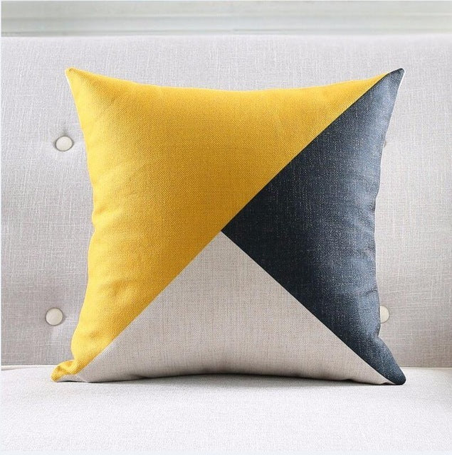 Nordic Geometric Linen Cushion Cover – 45×45cm | Minimalist Decorative Throw Pillow
