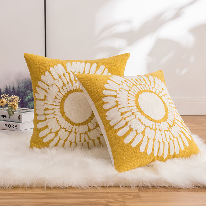 Golden Bloom Cushion Cover – 45×45cm | Yellow Throw Pillowcase (Multiple Styles)