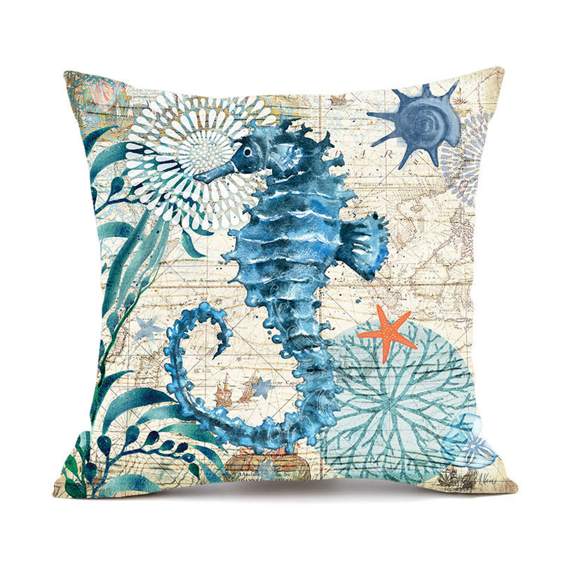Turtle Printed Cushion Cover – 45x45cm | Modern Throw Pillow Case