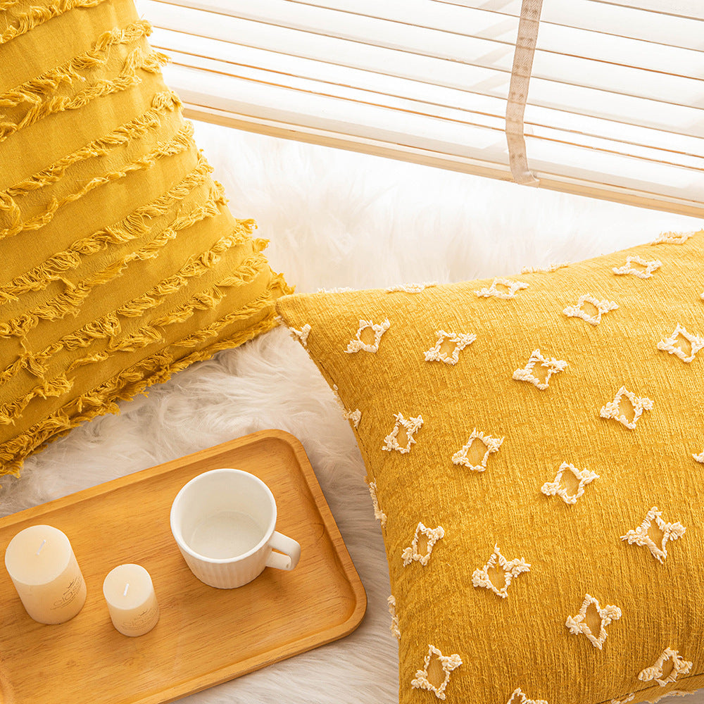 Golden Bloom Cushion Cover – 45×45cm | Yellow Throw Pillowcase (Multiple Styles)