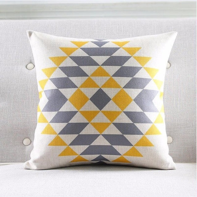 Nordic Geometric Linen Cushion Cover – 45×45cm | Minimalist Decorative Throw Pillow
