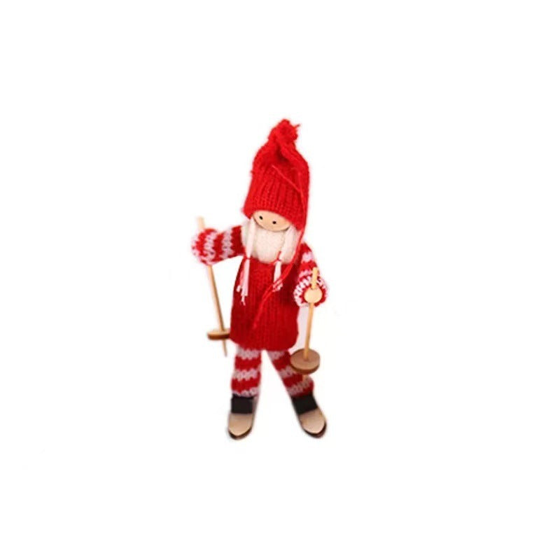 Creative Christmas Decoration Wooden Ski Doll