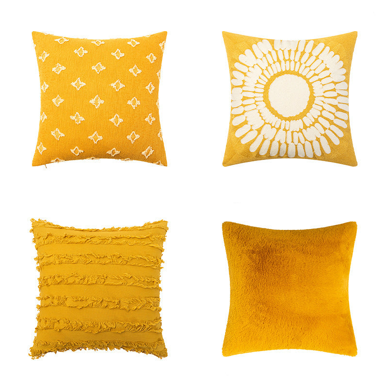 Golden Bloom Cushion Cover – 45×45cm | Yellow Throw Pillowcase (Multiple Styles)