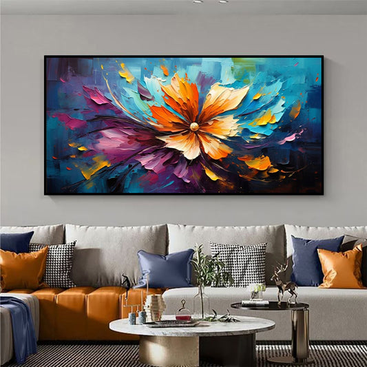 Blooming Flower Painting On Canvas Handmade Oil Painting Wall Art Abstract Colored Floral Modern Living Room Decor Picture Unframed
