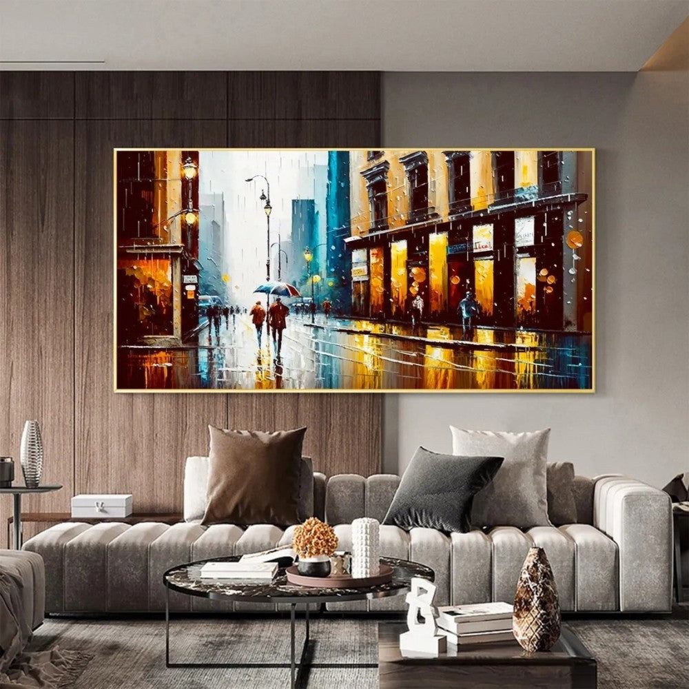 Handmade Oil Painting Canvas Wall Art Decoration Modern Abstract Urban Architectural Street Scenes For Home Decor Rolled Frameless Unstretched Painting