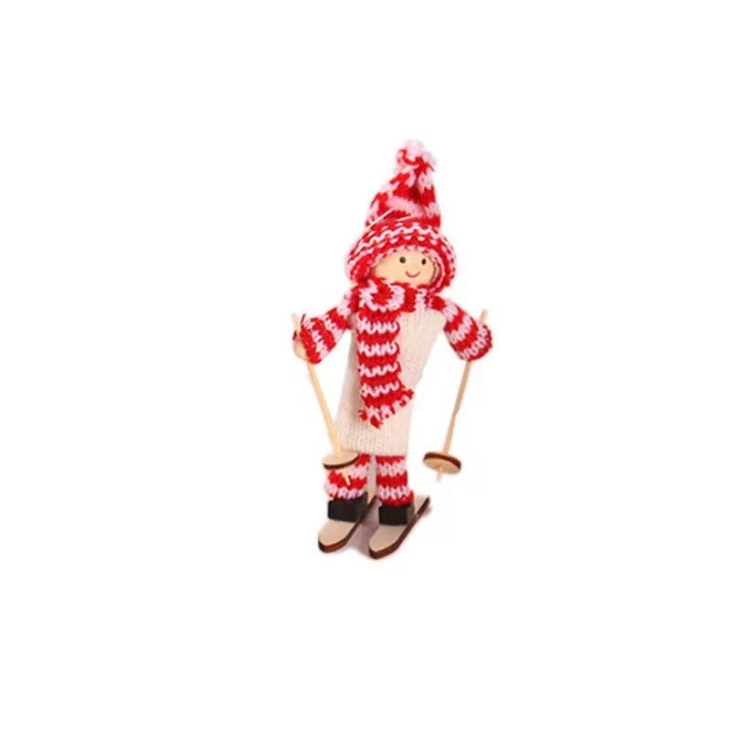 Creative Christmas Decoration Wooden Ski Doll