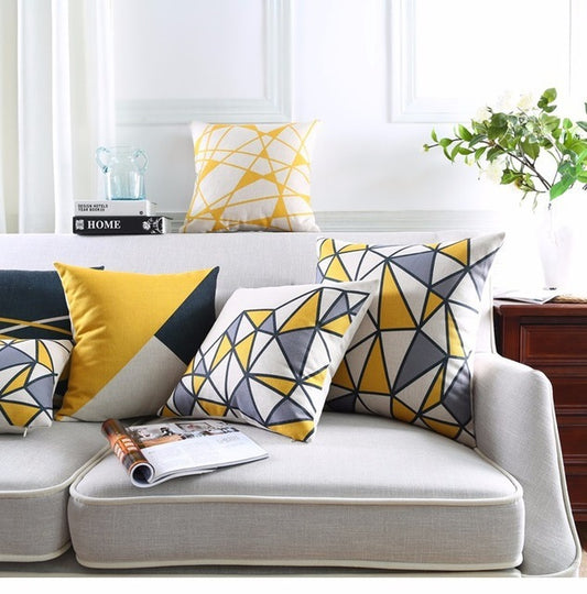Nordic Geometric Linen Cushion Cover – 45×45cm | Minimalist Decorative Throw Pillow
