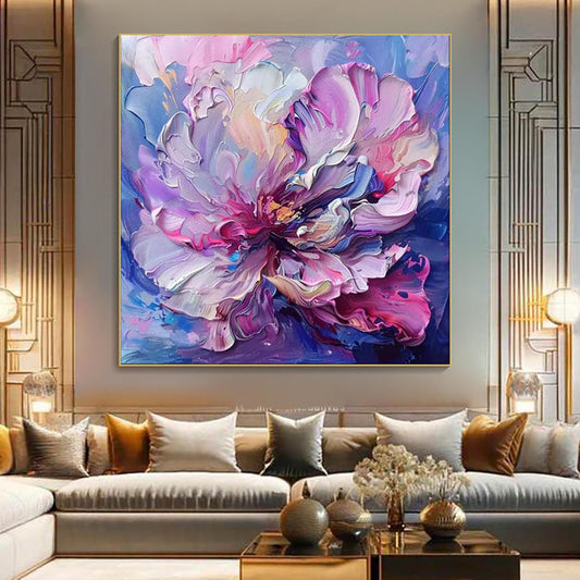 Handmade Oil Painting Canvas Wall Art Decoration Abstract Big Purple Flowers Pictures For Home Decor Rolled Frameless Unstretched Painting